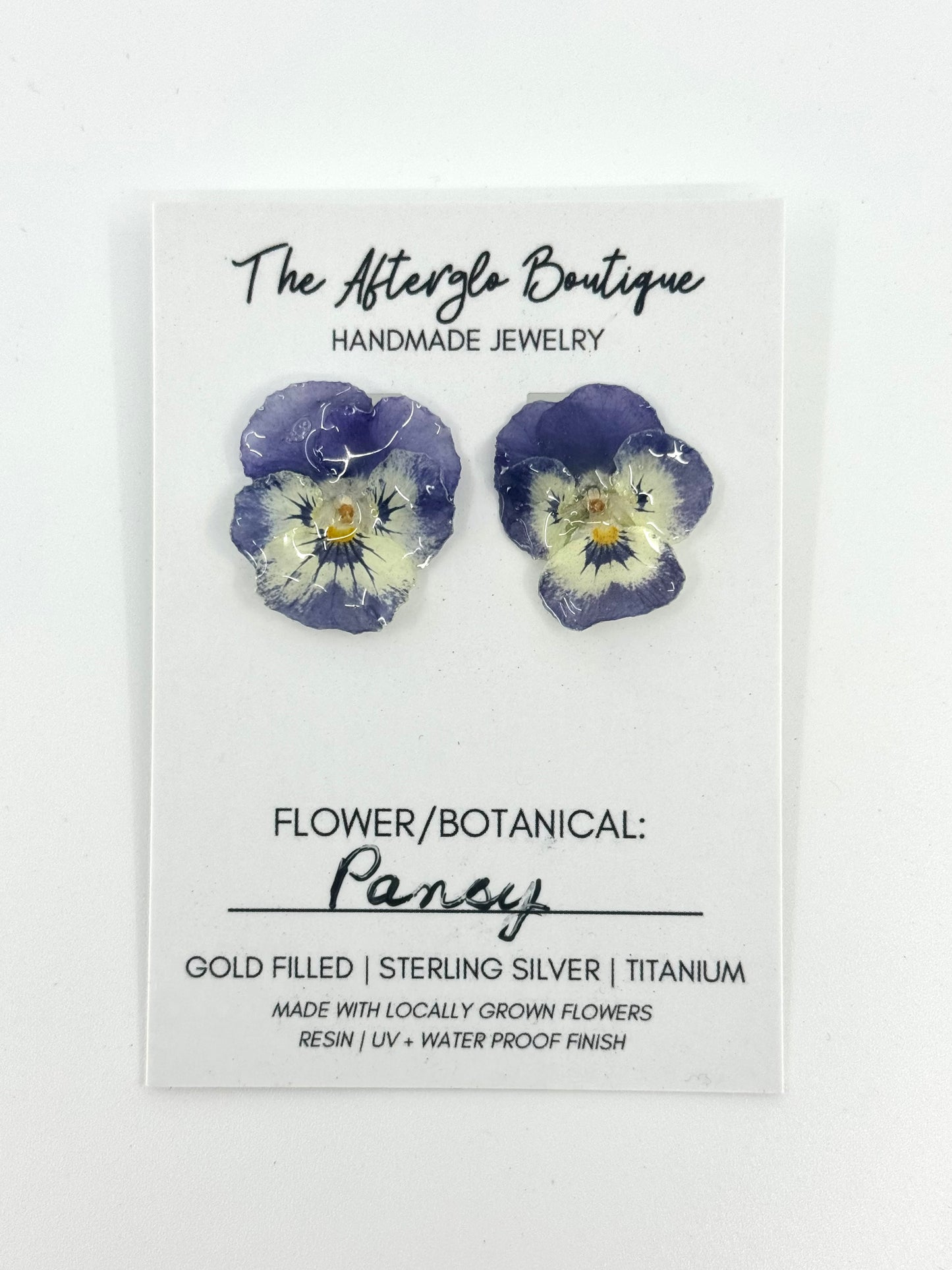 GENUINE PURPLE PANSY STUDS