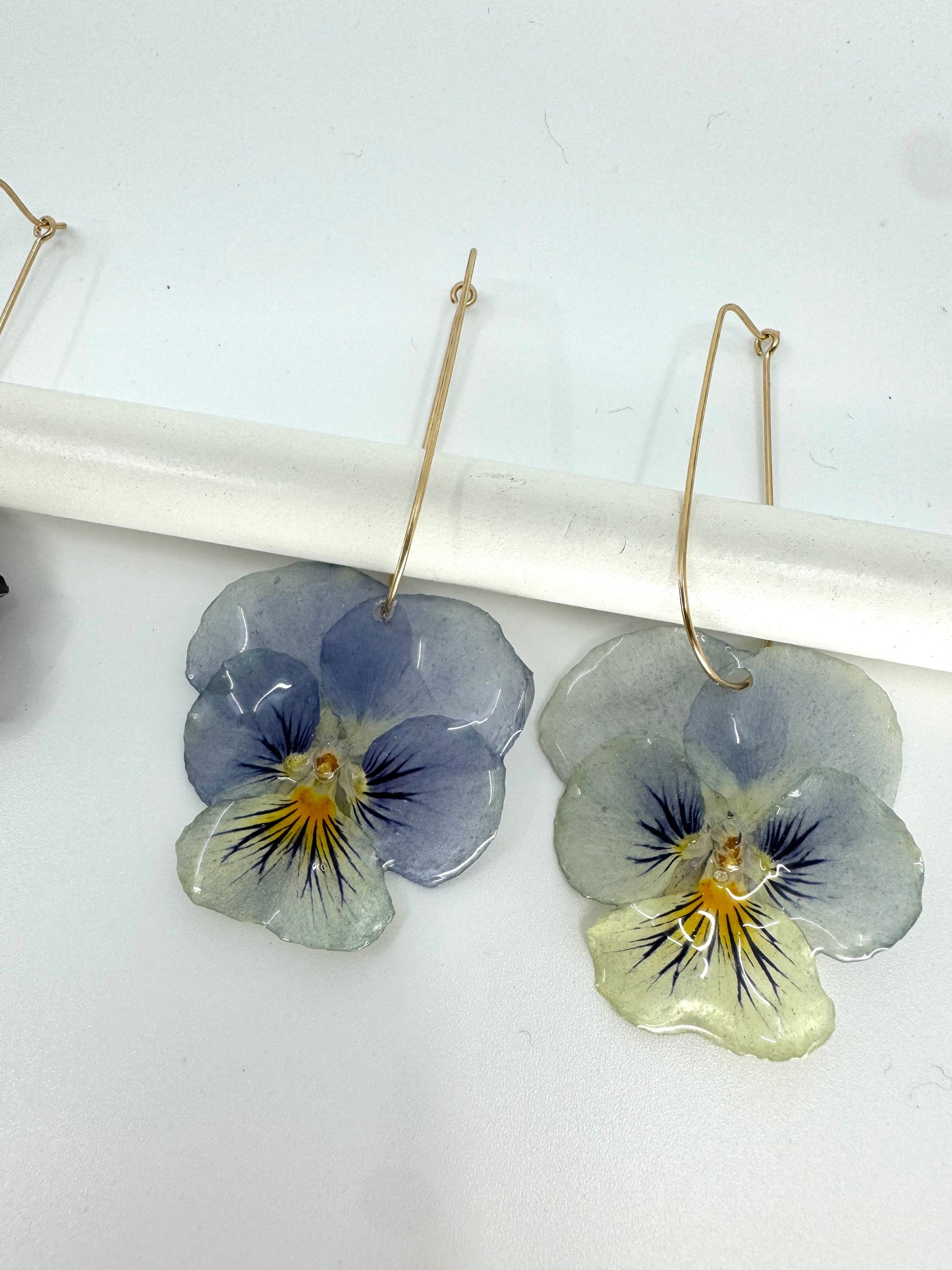 GENUINE PANSY DROP EARRINGS | GOLD FILLED