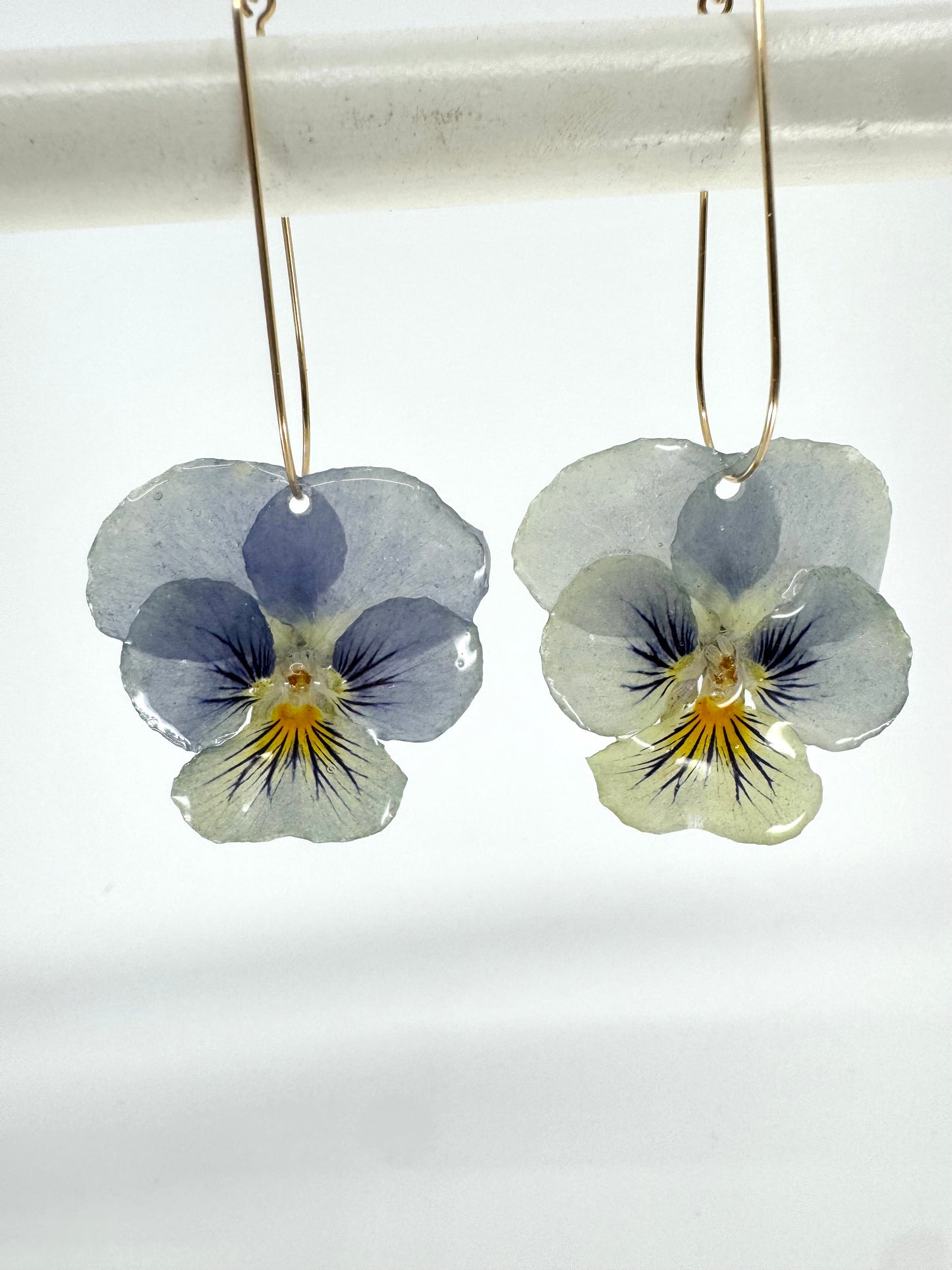 GENUINE PANSY DROP EARRINGS | GOLD FILLED