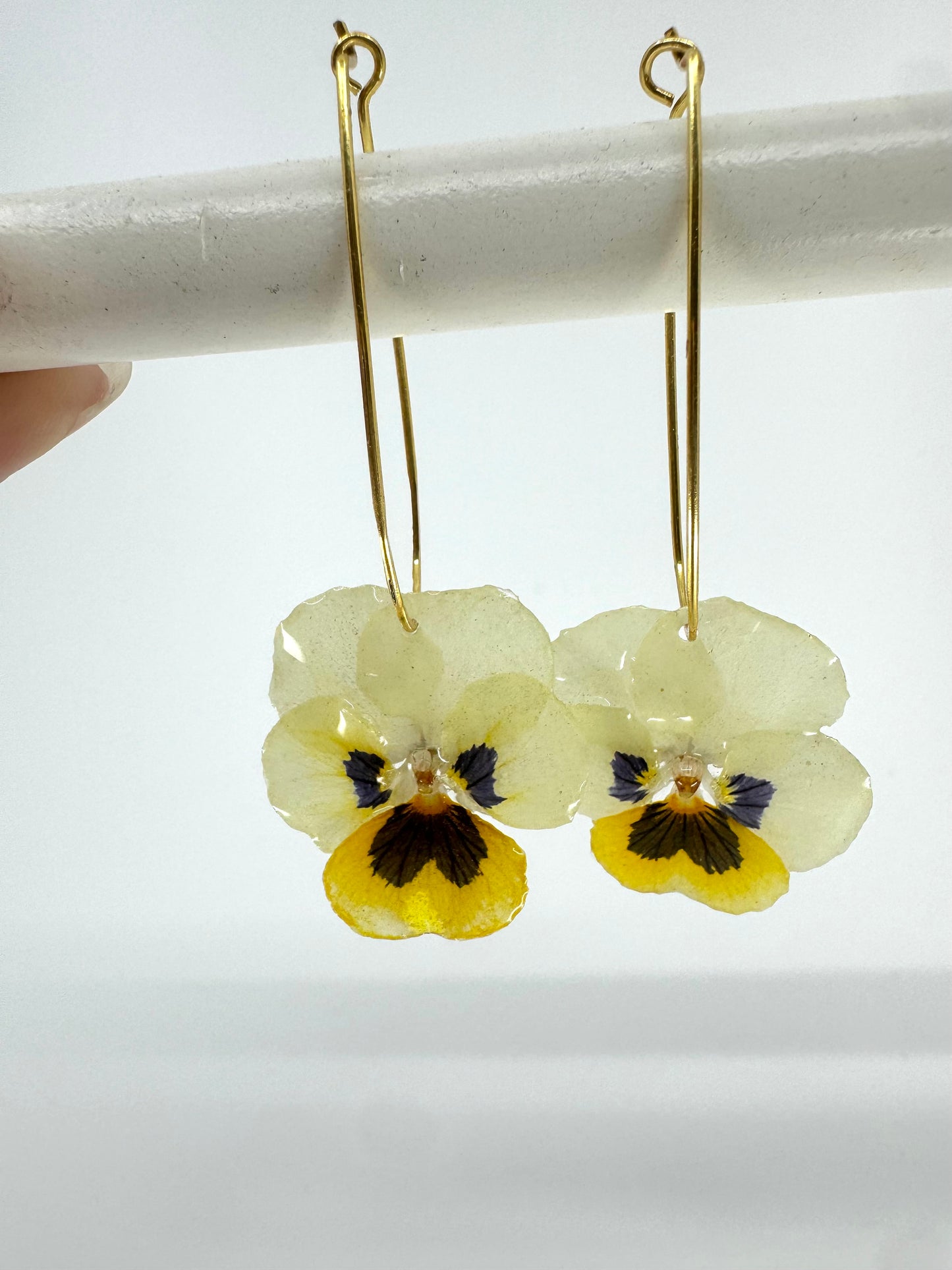 GENUINE PANSY DROP EARRINGS | GOLD FILLED