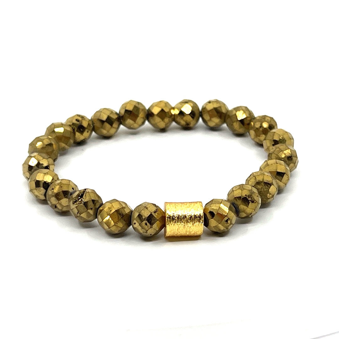 Gold druzy faceted 8mm
