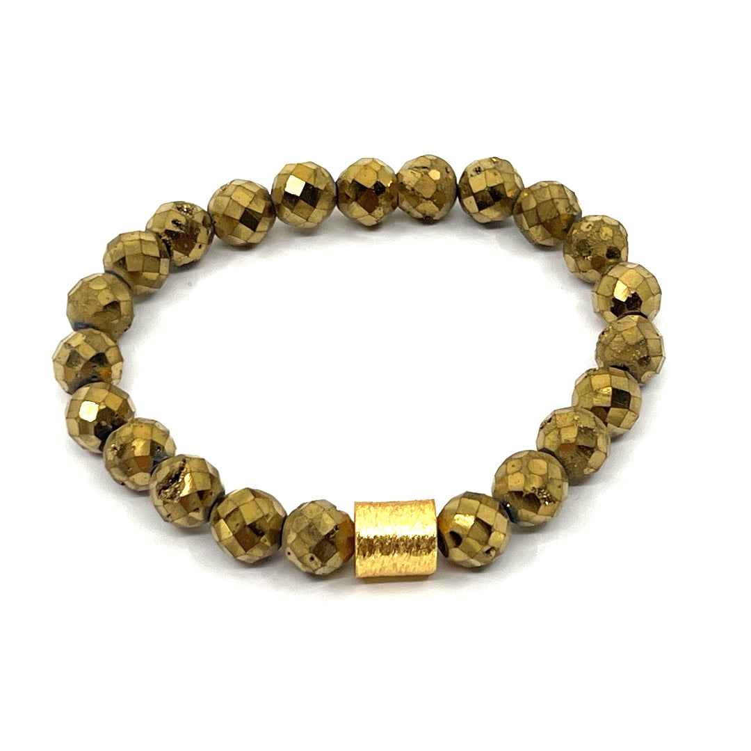 Gold druzy faceted 8mm