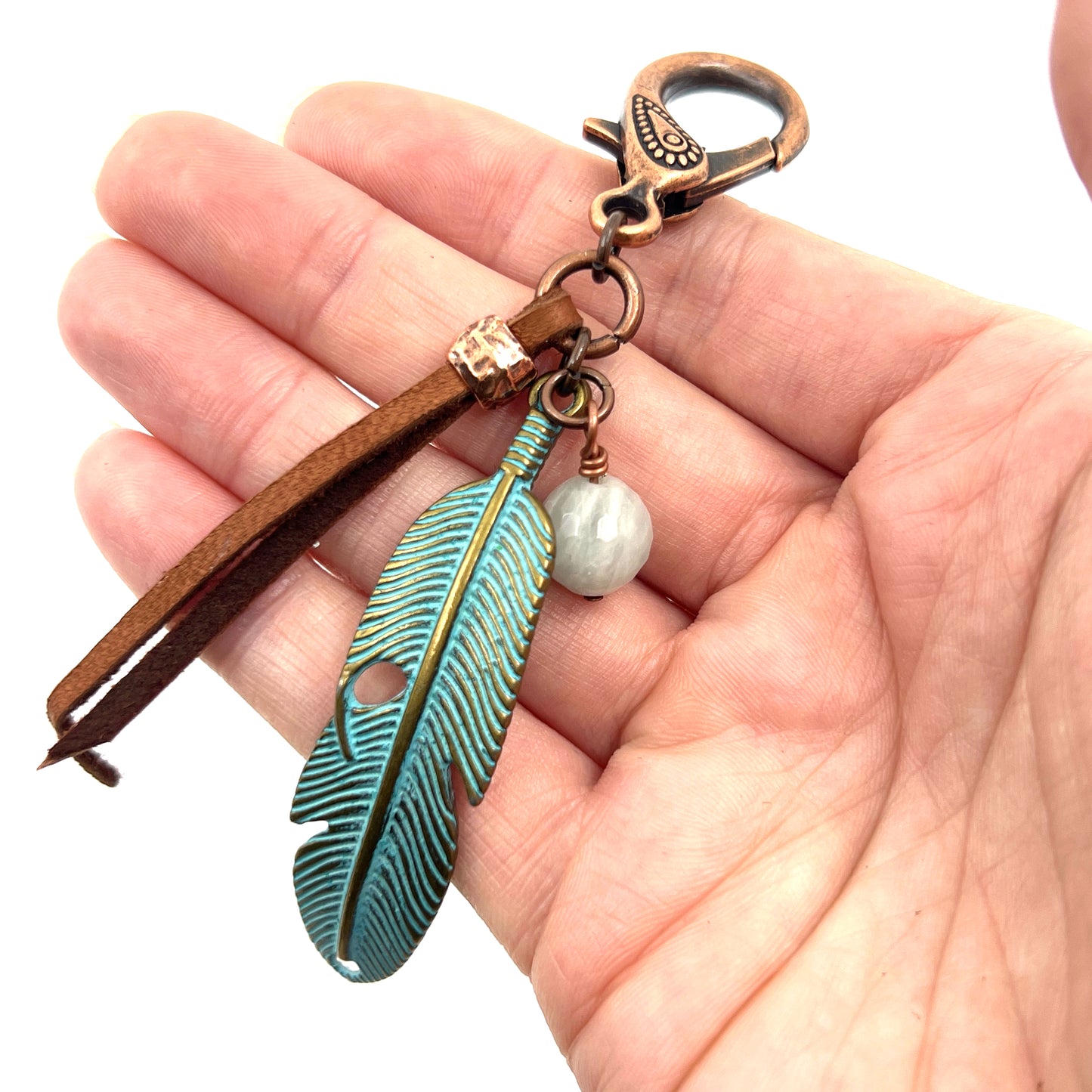 Patina Feather Copper Aquamarine - Calm & Balance