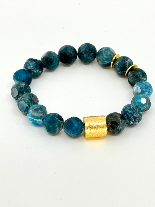 Dark Blue + Facet Cut Apatite | 10mm