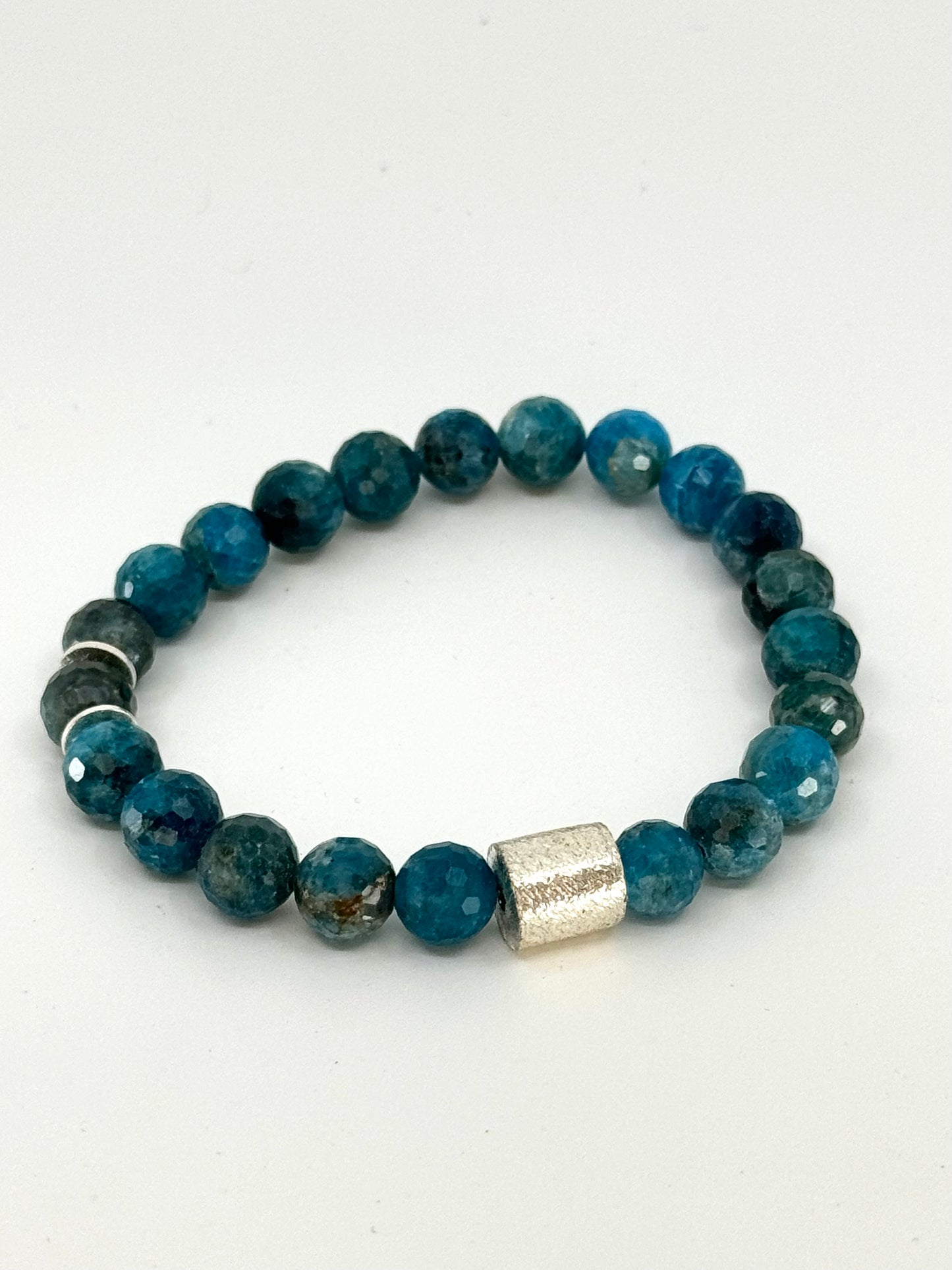 Dark Blue + Facet Cut Apatite | 8mm