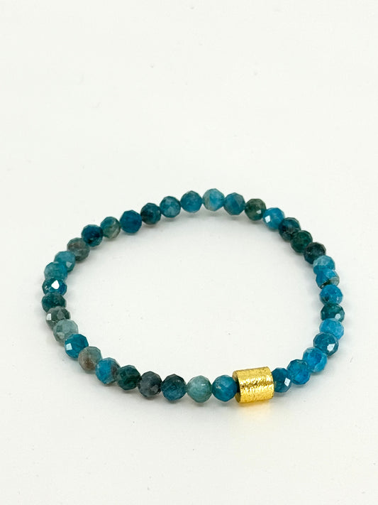 Dark Blue + Facet Cut Apatite | 6mm