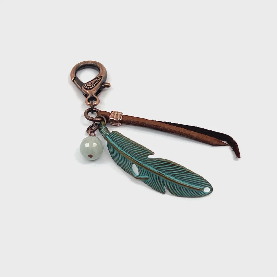 Patina Feather Copper Aquamarine - Calm & Balance
