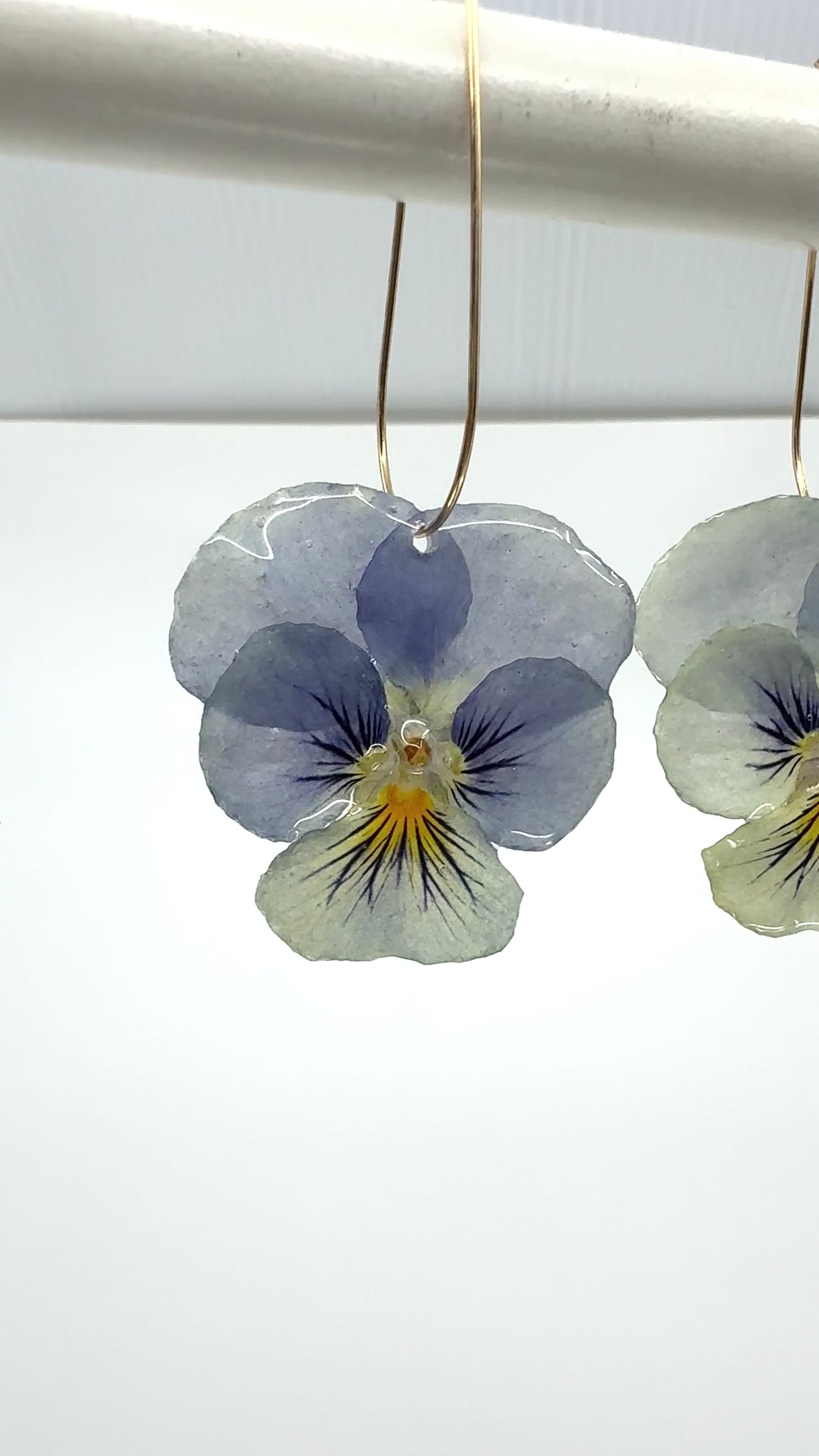 GENUINE PANSY DROP EARRINGS | GOLD FILLED