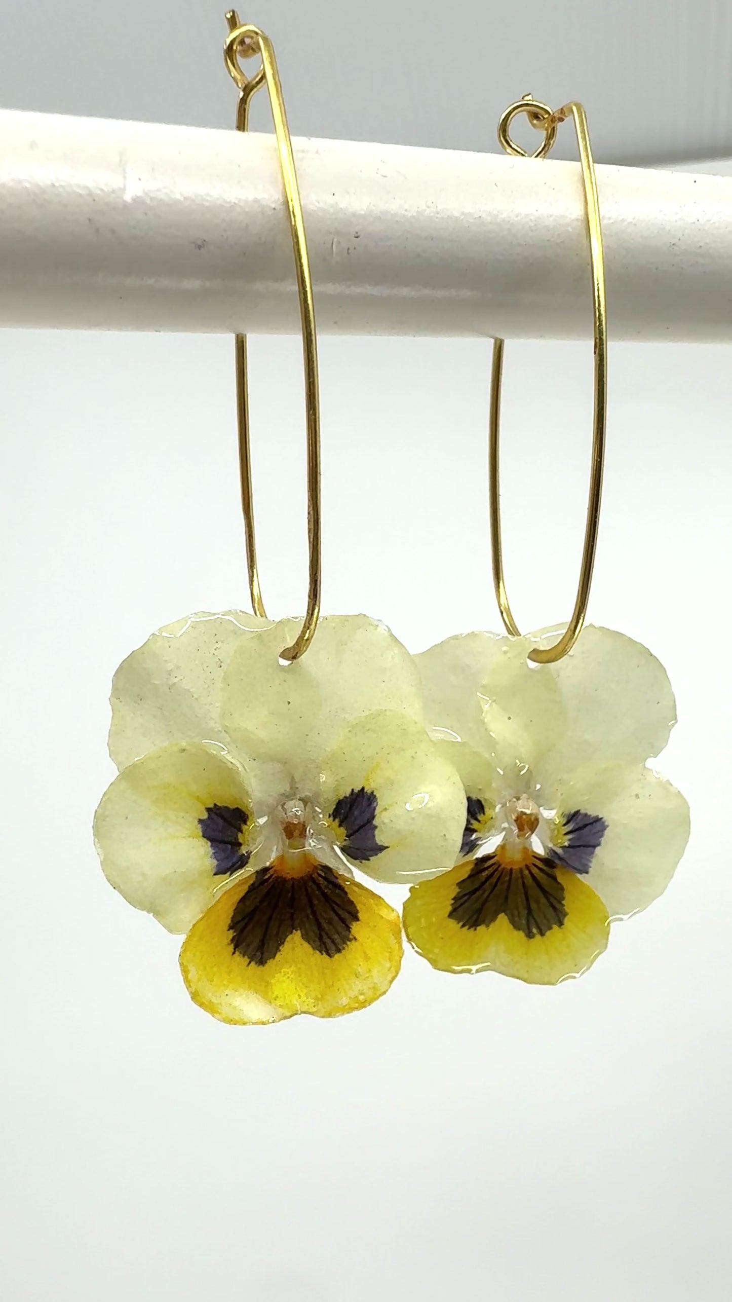 GENUINE PANSY DROP EARRINGS | GOLD FILLED