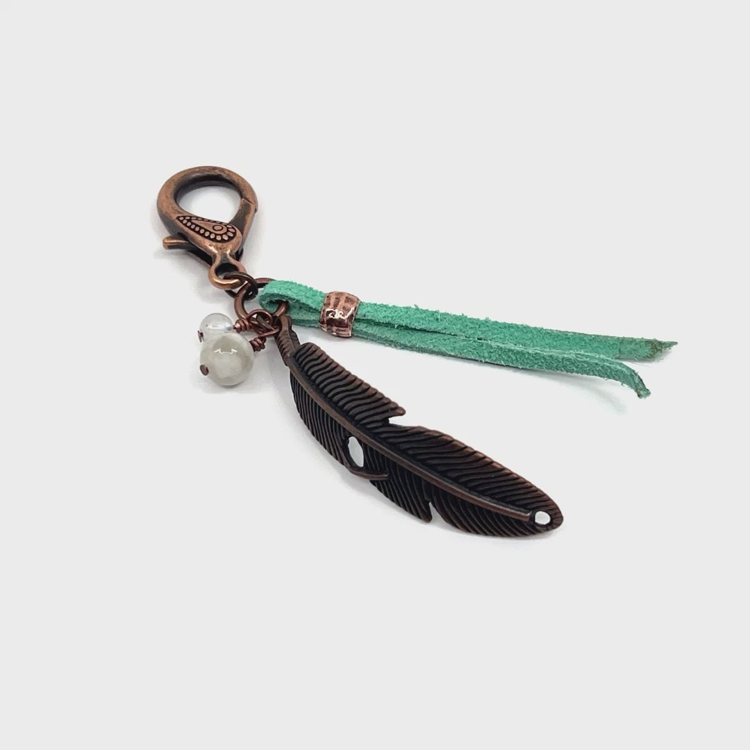 Copper Patina Feather Moonstone - Calm + Connected