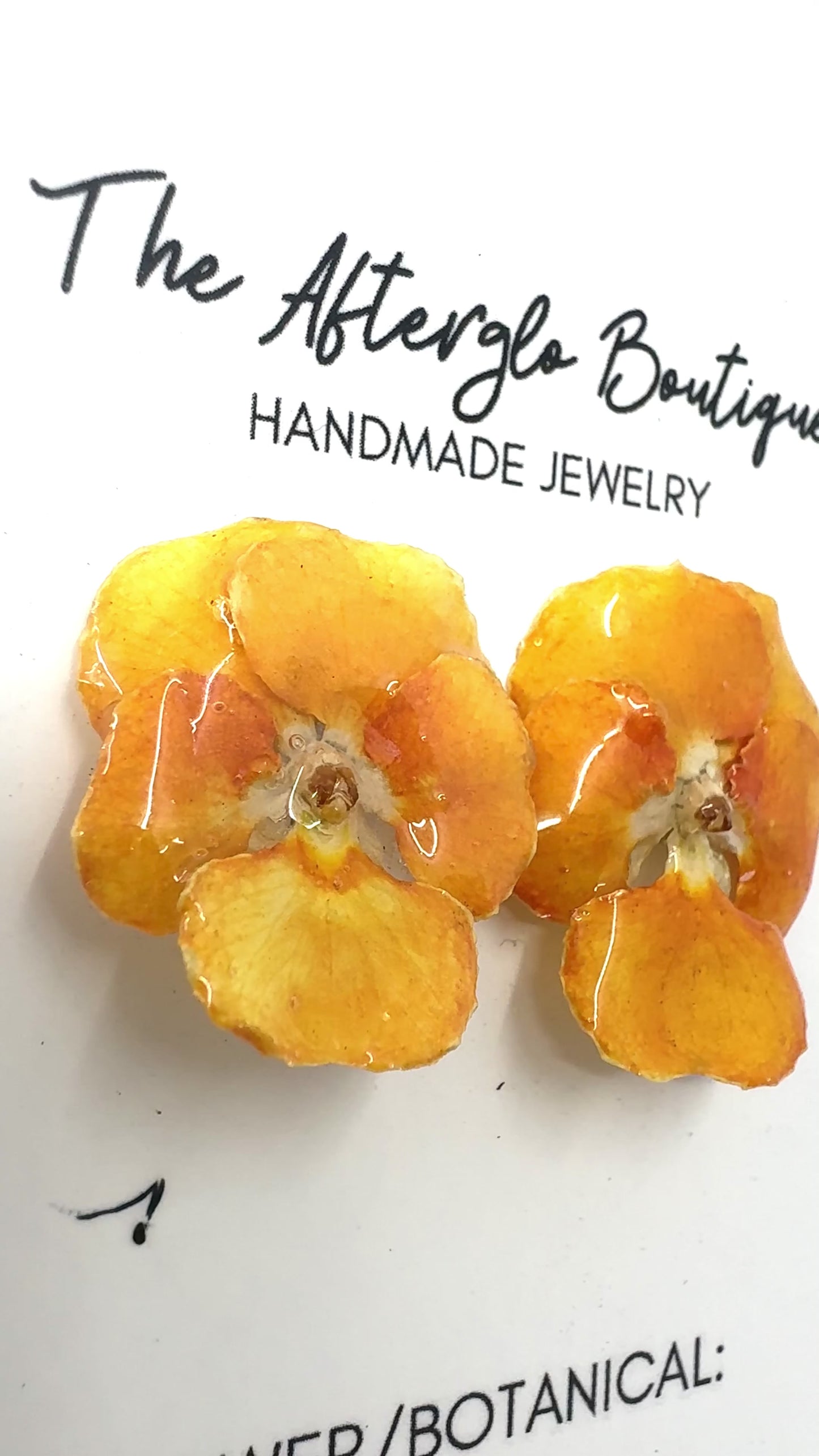GENUINE ORANGE PANSY STUDS